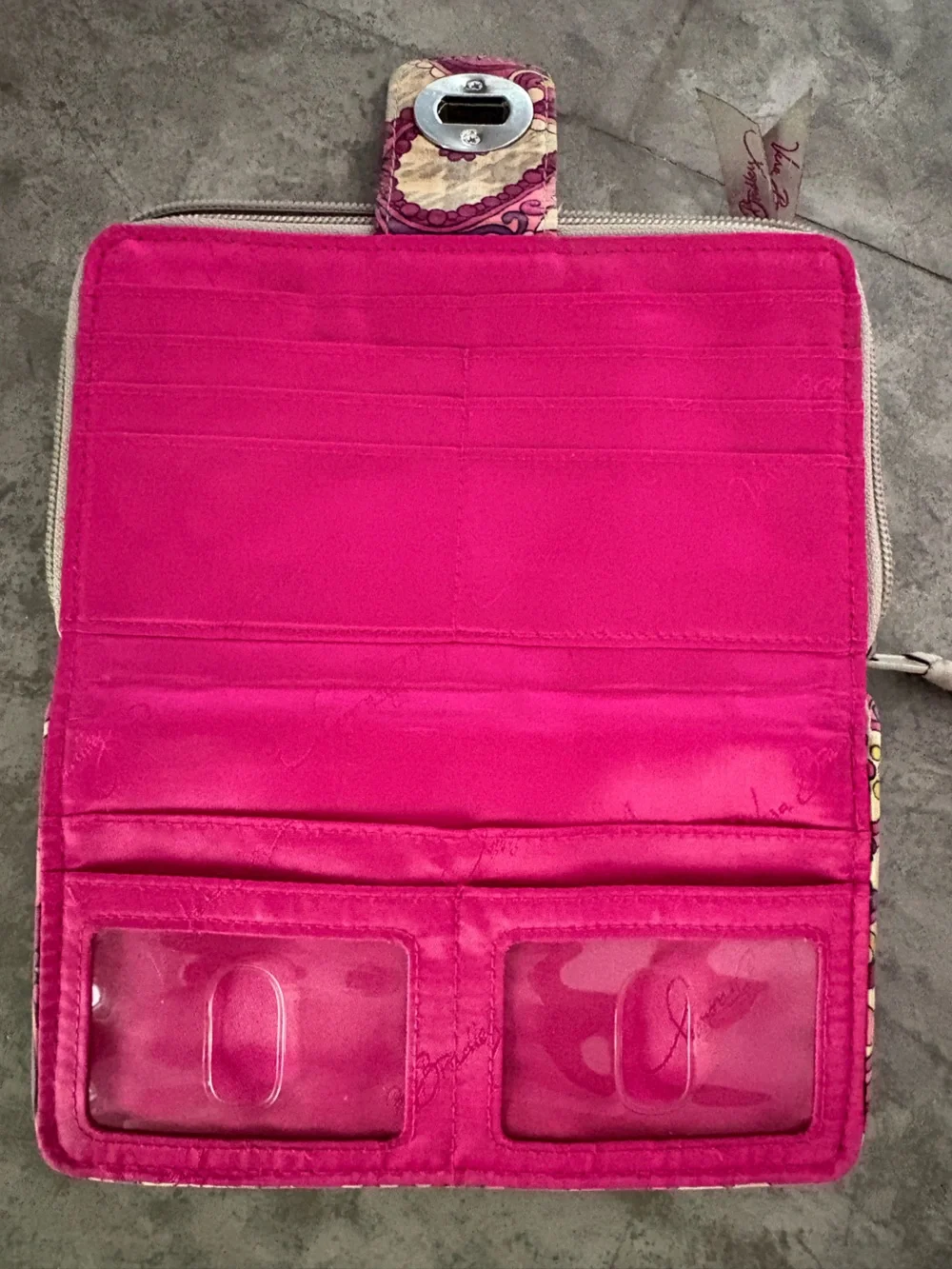 Vera Bradley Pink Paisley Quilted Turn-Lock Wallet
